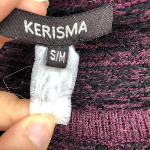 Kerisma Maroon burgundy marled knit drop shoulder round neck boxy sweater S/M - Picture 6 of 9